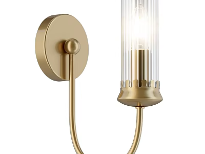Elegant Brass Wall Sconce With Cylindrical Glass Shade And Modern Design 3d model