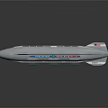 Silver Streamlined Zeppelin Featuring Multiple Windows Solar Panels And Tail Flag Design 3d model