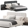 Stylish Double Bed Designs With Upholstered Headboards White Pillows Gray Throws And Nightstands