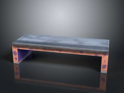 Modern Outdoor Bench With Gray Top And Colorful Spotted Metal Legs Design 3d model