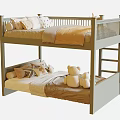 Kids Bunk Bed Bedroom Furniture With Ladder Mattress Pillows And Teddy Bears