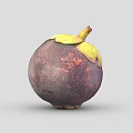 Fresh Ripe Mangosteen with Purple Skin and Green Leafy Calyx on Clean Background
