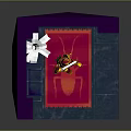 Yellow Armored Character In Purple Room With Sofa Red Carpet And Window
