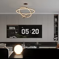 Modern Living Room TV Wall Design With White Black Panels Built in TV And Shelves