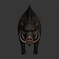 3D Wild Boar Character With Sharp Tusks Spiky Mane And Red Scars 3d model