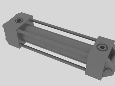 Mechanical Hydraulic Cylinder With Gray Metal Body Piston Rod And Mounting Holes 3d model