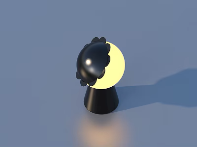 Modern Black Table Lamp With Petal Shaped Top And Illuminated Yellow Globe 3d model