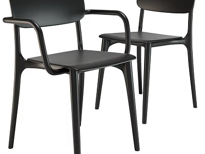 Modern Black Leisure Chairs Set of Two with Armrests and Sleek Contemporary Design 3d model