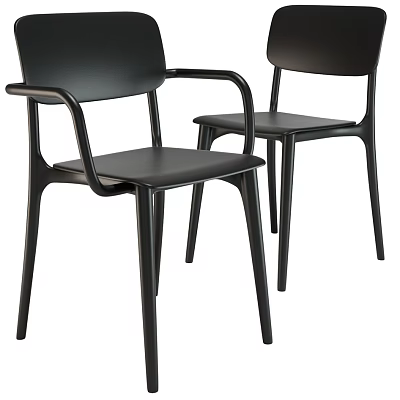 Modern Black Leisure Chairs Set of Two with Armrests and Sleek Contemporary Design 3d model