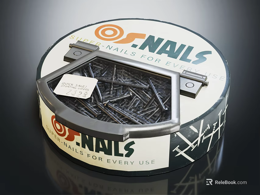 T NAILS Box Filled With Metal Nails For Every Practical Use 3d model