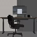 Modern office desk and chair combination lifting computer desk 3d model