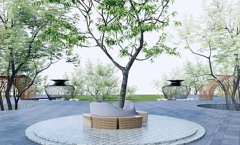 Modern Tree Pool Landscape Tree Pool Seat 3d model