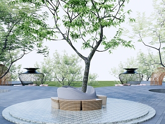 Modern Tree Pool Landscape Tree Pool Seat 3d model