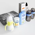 Baby Product Ornament Set With Bottle Towel Lotion And Cups Collection