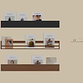 Modern Poliform Bookshelf With Wall Mounted Wooden Shelves And Decorative Books