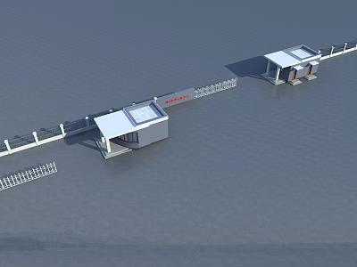 Modern Entrance Gate Design With Covered Roof Fencing And Building Structures 3d model