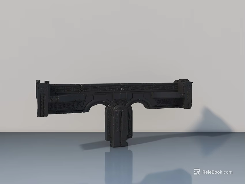 Black Metal Swing Door Hardware Structure With Modern Design For Home Interior 3d model