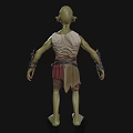 Game Movie Character Green Skin Slim Body White Sleeveless Top Brown Shorts Metal Wristbands