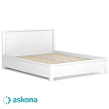 White Double Bed Frame with Simple Design and Wooden Slats for Bedroom