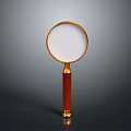 Essential Daily Use Magnifying Glass With Gold Frame And Red Wooden Handle