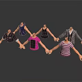 Colorful Headless Mannequins Wearing Various Clothing Styles Holding Hands Together