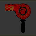 Stylish Red Hair Dryer With Black Handle And Circular Vent Design