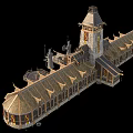 Traditional Wooden House With Tower Gabled Roofs And Detailed Wooden Structure
