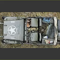 Vintage Military Jeep With Open Top Design Large Tires And Grassy Base