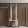 Modern Elevators With Dark Doors A7 Floor Sign And Logo In Lobby 3d model