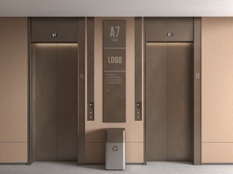 Office elevator hall elevator door 3d model