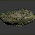 Natural Stone Decorated With Green Vines And Purple Flowers