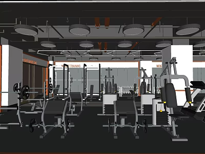 Modern Fitness Gym Interior With Multiple Workout Equipment And Training Machines 3d model