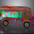Pink Truck With Colorful Graffiti Art Love Curse And Vibrant Designs