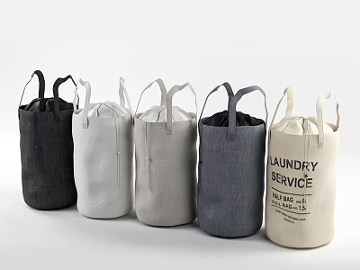 Durable Assorted Color Fabric Laundry Bags With Sturdy Handles For Home Organization 3d model