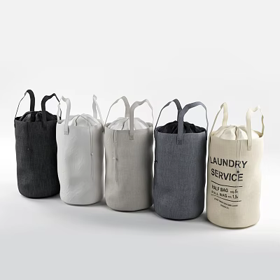 Durable Assorted Color Fabric Laundry Bags With Sturdy Handles For Home Organization 3d model