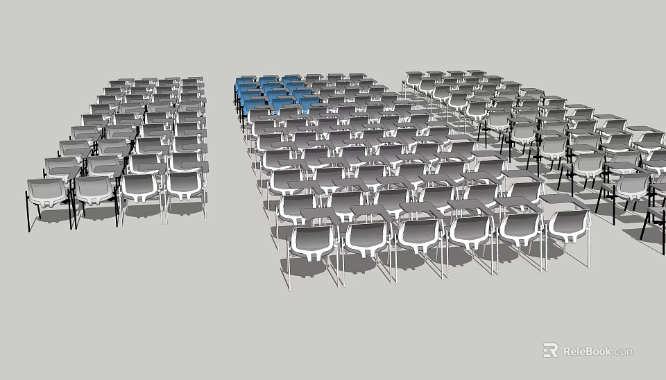 Ergonomic Office Chairs Arranged In Multiple Rows For Conference Room Use 3d model 