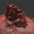 Natural Stone Rock Formation With Rough Surface Green Grass And Soil In Natural Setting
