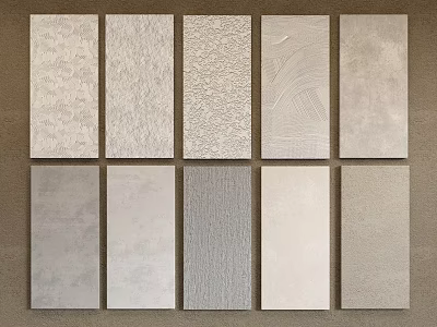 Gray Texture Tile Samples Featuring Various Patterns Displayed In Two Rows 3d model
