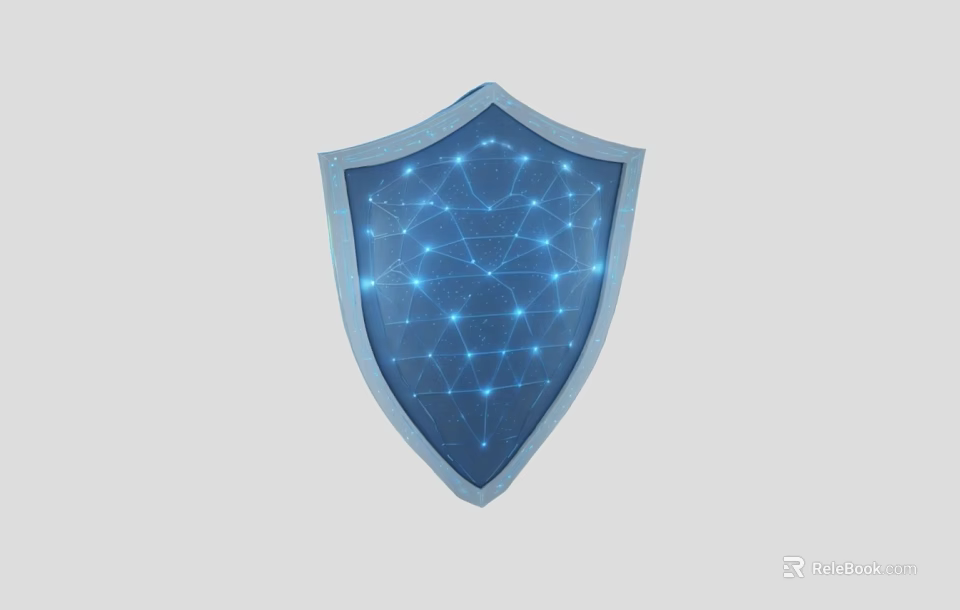 Ecommerce Security Shield With Digital Network Nodes And Protection Connections 3d model 