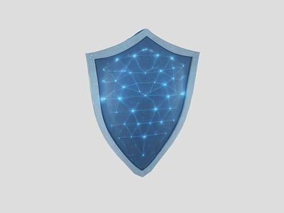 Ecommerce Security Shield With Digital Network Nodes And Protection Connections 3d model
