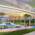 Scenic Waterfront Landscape Design With Spiral Walkway Green Space And Recreational Areas