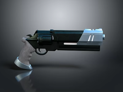 Futuristic Tactical Handgun Weapon With Black Silver Finish Ergonomic Grip And Modern Design 3d model