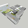 Modern Office Building Complex Featuring Central Courtyard And Green Spaces Design 3d model