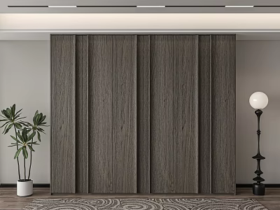 Modern Wooden Wardrobe With Sliding Doors In Minimalist Interior Design 3d model