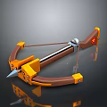 3D Crossbow Model Featuring Orange Brown Components Wooden Metal Parts And Red Emblem