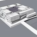 Modern Commercial Complex With Geometric Architecture Open Atrium And Rooftop Design 3d model