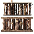 Natural Handmade Wooden Wall Decor with Rustic Branch Design and Shelf