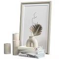 Minimalist Decorative Ornament Set With Female Silhouette Line Art White Vase Palm Leaf Candles