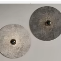 Round Wall Lamps with Textured Light and Dark Gray Finish and Metallic Center Accent