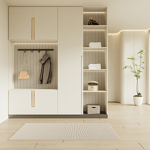 Modern Shoe Cabinet Cream Shoe Cabinet Partition Wardrobe 3d model